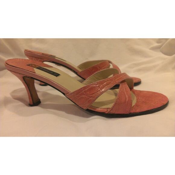 Giorgio's of Palm Beach Pink Alligator Strappy Heels Shoes size 8M - Picture 1 of 7